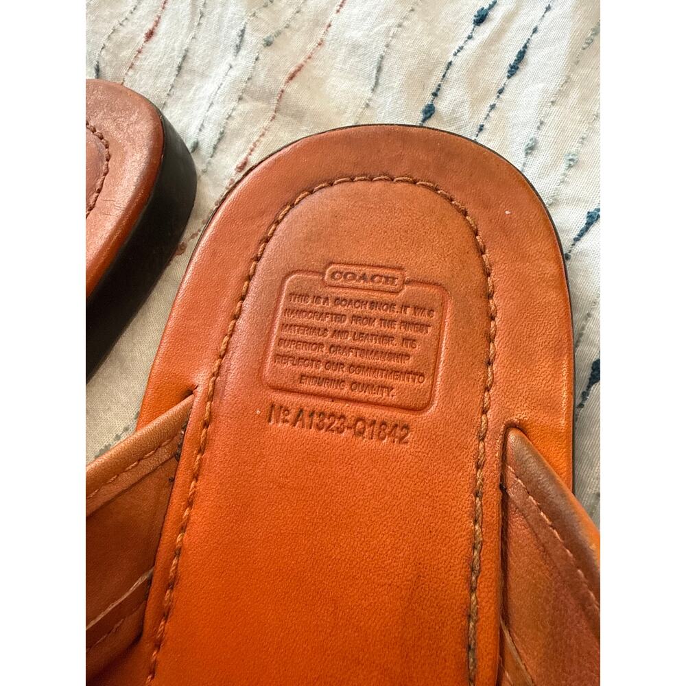 Coach Parker VTG Men’s Brown Leather Flip Flops Sandals Size 12 - Picture 2 of 6